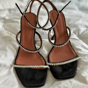 Amina Muaddi black Gilda crystal heels/sandals